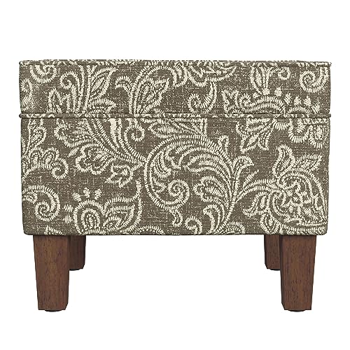 Image of HomePop 22 inch Modern Rectangular Storage Ottoman - Brown Jacobean Print