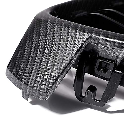 1 Pair Front Bumper Kidney Grille Grill Compatible With '12-'18 F30 F31 Bmw 3-Series 320I 328I 335I Sedan Wagon (Dual Line Glossy Black Carbon Fiber) #TOP2