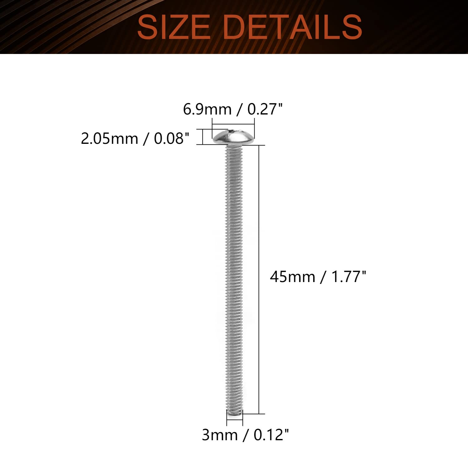 MroMax M3 x 45mm Machine Screws Phillips Cross Round Head Screw 304 Stainless Steel Fasteners Bolts 10Pcs - Image 2