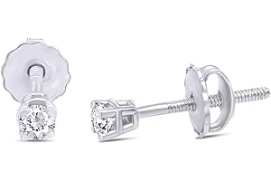 0.04 Cttw 14k White Gold Over Sterling Silver Round Diamond Stud Earrings
