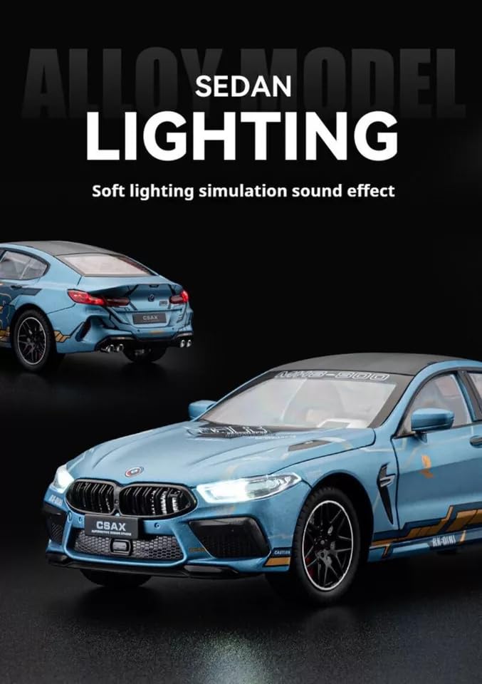 Image of Invite Enterprise Compatible with 1 /24 B-M-W M8 Toy Car, Alloy Diecast Race Collectible Pull Back Model Car with Sound and Light Toy Vehicle for Boys Gift [Multicolor]