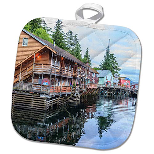 3dRose Danita Delimont Creek Street, Ketchikan, Southeast Alaska, Inside Passage (phl-314517-1) Potholder, White