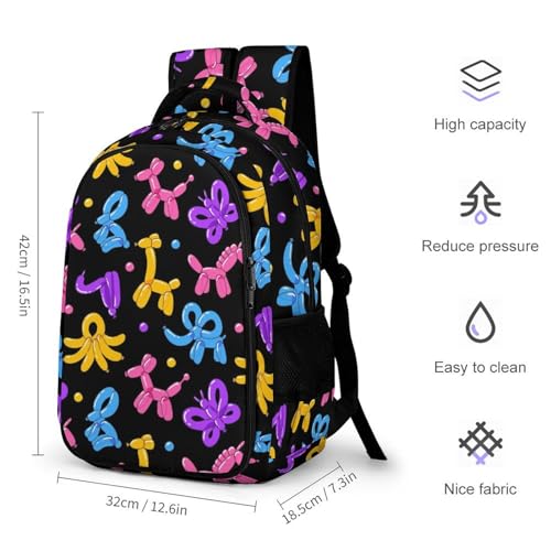 Balloon Animals Pattern Travel Laptop Backpack Funny Cute Large Casual Daypack Durable Work Computer Camping Back Packs Bags for Women Men2