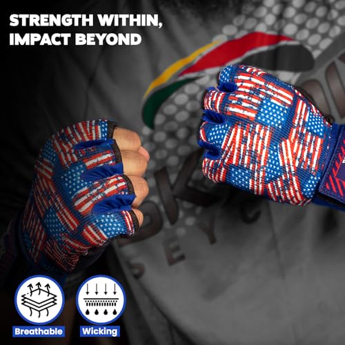 Image of WYOX Neoprene Gel Boxing Hand Wraps Inner Gloves for Men & Women - 80cm /31in Quick Wrist Strap, Padded Knuckle Protection, Fingerless MMA Muay Thai Kickboxing Wraps for Training & Martial Arts