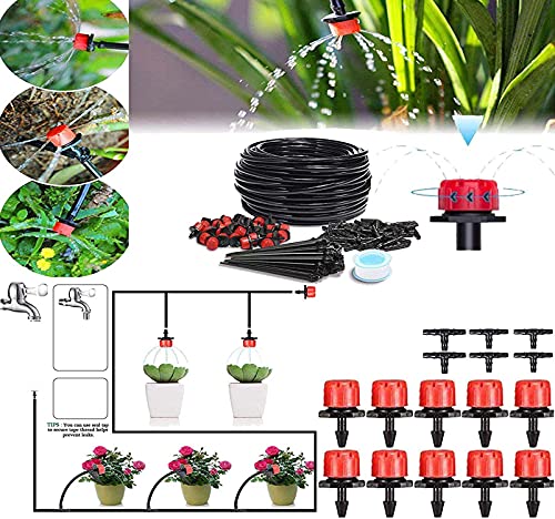 DIY Crafts Micro Drip Irrigation Kit System Blank Distribution Tubing Irrigation Sprinkler System Kit Self Plant Garden Hose Watering Kit (50 Dripper 50 Meter Pipe & Accessory, Multi)