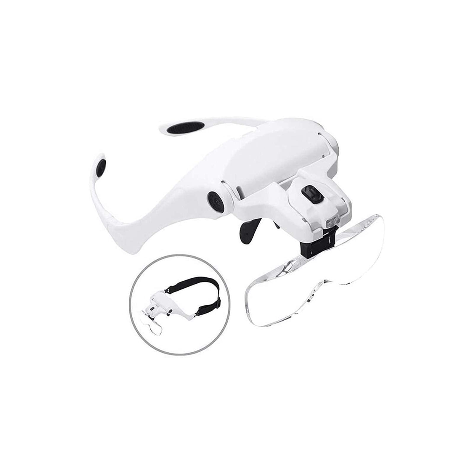 asdchZen Magnifying Glass Headband Magnifier,Head Mountlighted Magnifying Glasses,Headband Magnifying Glass With Illuminated Hands Head Magnifier With 5 Detachable Lenses - 1X To 3.5X