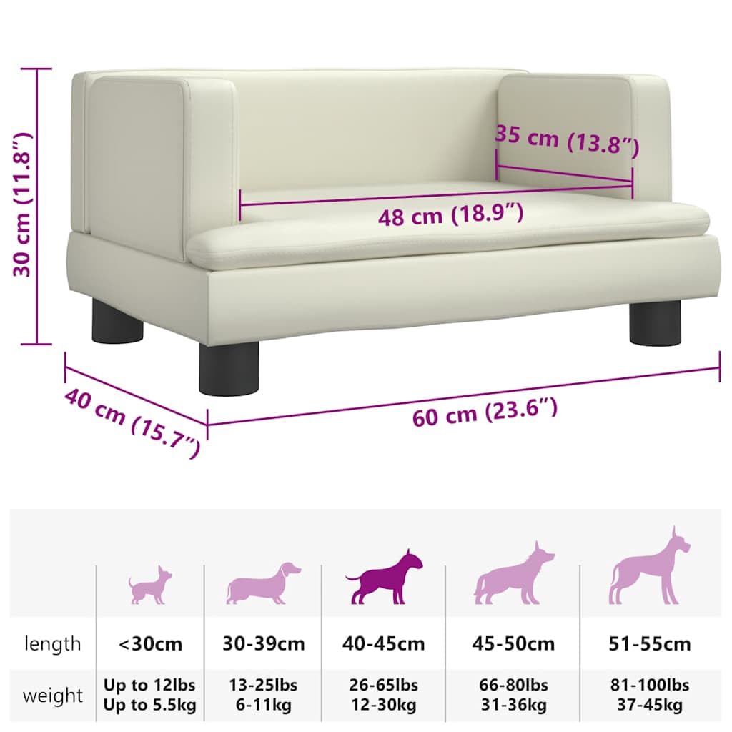 Cuccia per cani, 60 x 40 x 30 cm, in ecopelle con imbottitura in schiuma, antiscivolo, impermeabile, delicata sulle articolazioni, rivestimento lavabile, ideale come posto letto, divano