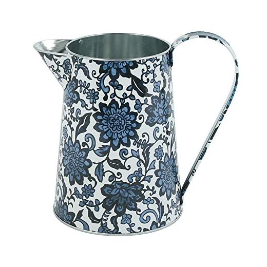 PHILPETY Shabby Chic Watering Can Galvanized Finish Metal Vase Country Rustic Pitcher Primitive Jug Decorative Flower Holder, 7.1" H