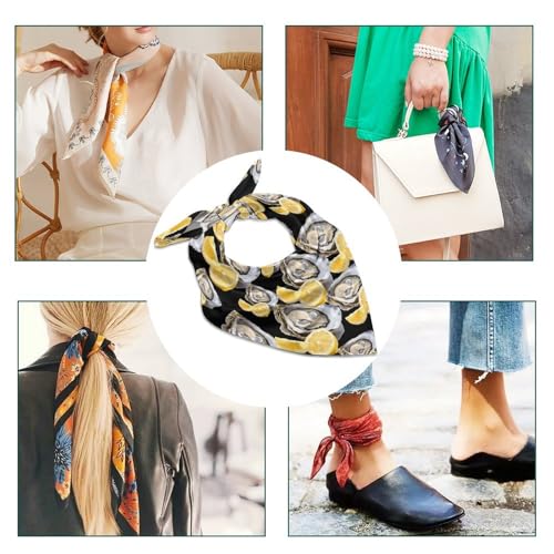 Oyster Lemon Cute Square Hair Scarves Neck Wraps Headscarf Kerchief Bandanas Unisex 18"/25"4