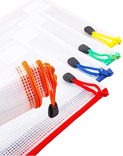 Oaimyy B8 Waterproof Tear-Resistant Plastic Zipper Pen File Document Folders Pockets Travel Bags,6-Pcs,Multicolor #TOP6