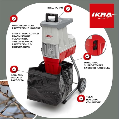 Ikra Biotrituratore Elettrica Ilh 3000 S, Potenza 3.000 W, Diametro Dei Rami Fino A 44 Mm, Sacco Di Raccolta Da 45 L Incluso - 6