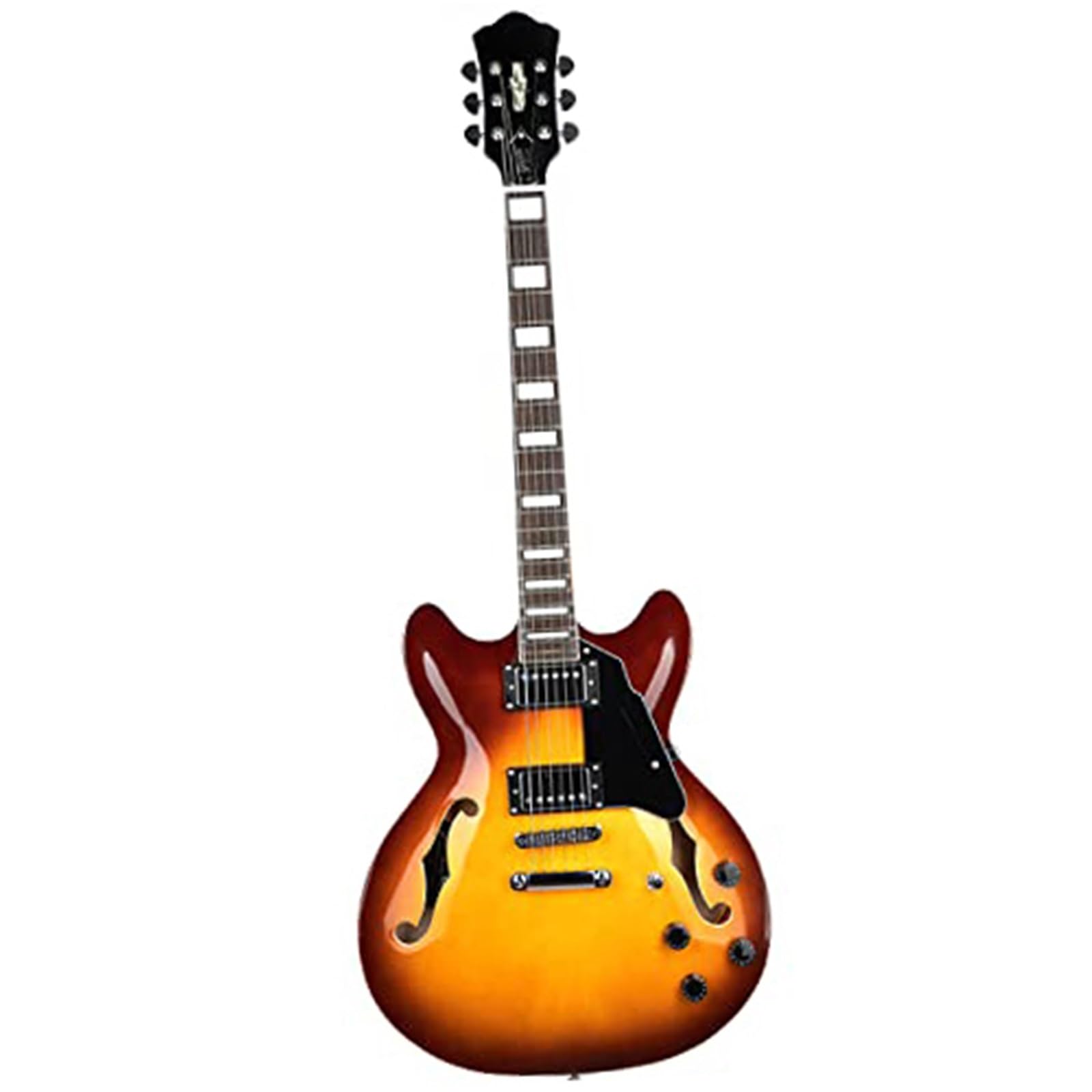 Gitara Elektryczna Humbucker Pickup Na Pełną Skalę Palisander Gitara Elektryczna Semi Hollow Korpus Progi Ze Stali Nierdzewnej Trwałe(Sunburst)