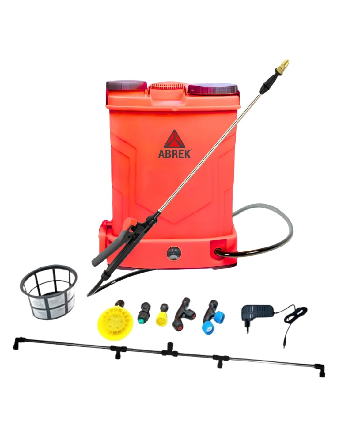ABREK Pompa a Zaino Elettrica a Batteria Litio 16 Litri per Diserbo e Irrorazione Pompa Irroratrice con Fusibile, Lancia telescopica Plastica, Barra Diserbo e Ugelli Inclusi | Batteria al Litio, Kit Ugelli e Barra Diserbo Inclusi, Comfort a Zaino Ergonomi