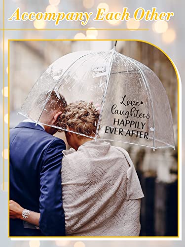 2 Pcs Clear Umbrella Wedding Just Married Decorations Clear Bubble Umbrellas For Rain Love Is In The Air Stick Dome Umbrellas For Bridal Shower Men Women Wedding Decoration Photo Props (Warm Style) #TOP6