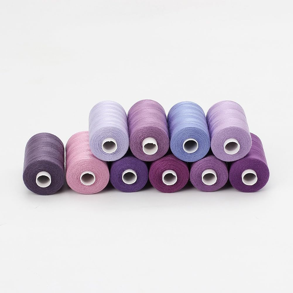 Filo da Cucito Multicolore, Set da 10 Colori, 1000 Iarde/Rocchetto, Fili in Poliestere con Bobine per Macchina da Cucire