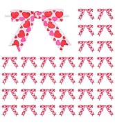 Meseey 30 Pcs Pre-tie Pink Heart Bows 3 Inch Satin Ribbon Bow for Packages Gift Wrapping Wedding ...