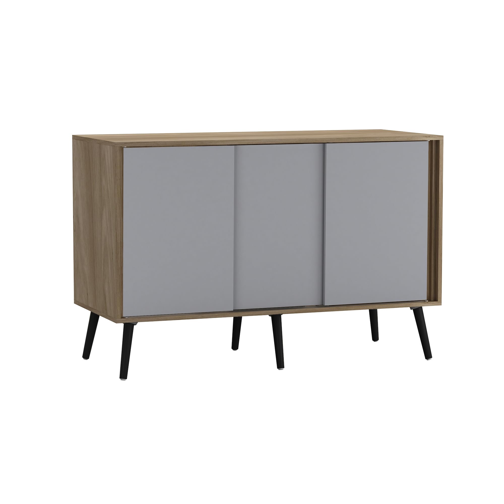 URBNLIVING 3-Door Sliding Sideboard Cabinet with Wooden Legs, Modern Cupboard, Credenza for Living Room, Dining Room or Office, Storage Organizer with Stylish Sliding Doors, Mix & Match Colour Combos