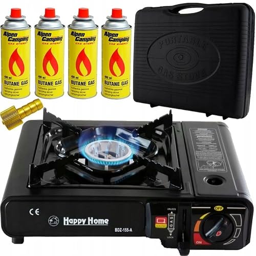 B2C Butane Stove Portable Cooker in Carry Case 2 4 8 12 Gas Bottles Camping BBQ Kit Gas Camping Stove with Automatic Ignition & Heat Control (Gas Stove + 4 Butane Cans), Black (MANIEKSTOVE) - Image 9