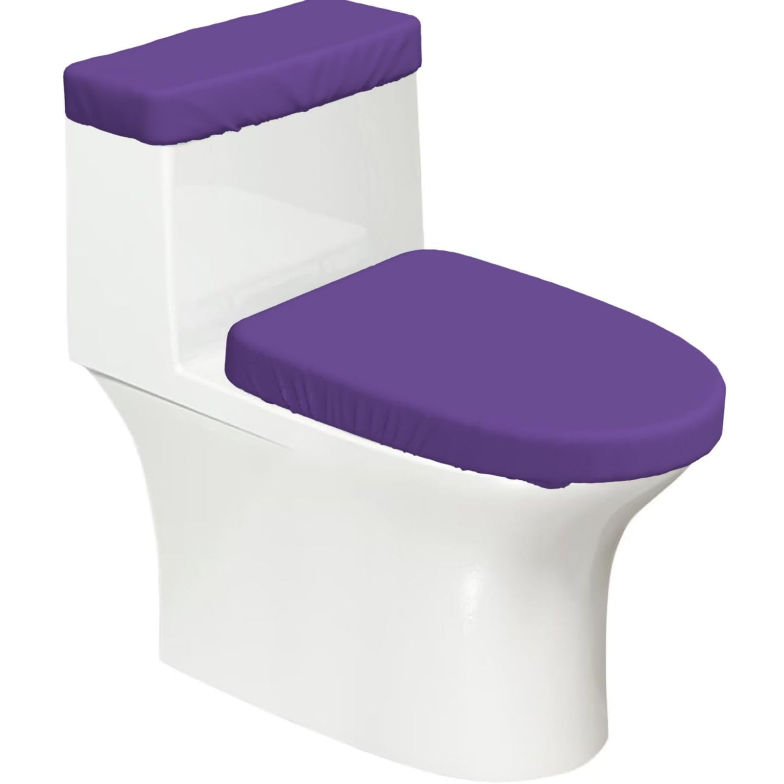 Duykimqw Black Royal Purple Print Bathroom Toilet Lid Cover, Water Tank Covers