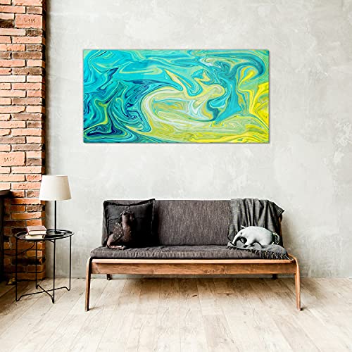 Décoration tableau en verre 100x50cm Coloray abstrait jaune vert