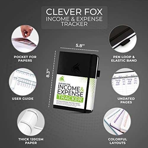Clever Fox Income & Expense Tracker – Accounting & Bookkeeping Ledger Book For Small Business – Income & Expense Record Notebook With Receipt Pocket – Undated, A5, 5.8″ X 8.3″, Hardcover (Black) #TOP1
