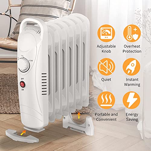 Oil Filled Radiator Heater, 700W Electric Space Heater With Thermostat, Overheat Protection, Portable Radiant Heater For Indoor Use, Quiet Indoor Portable Heater For Home And Office #TOP1