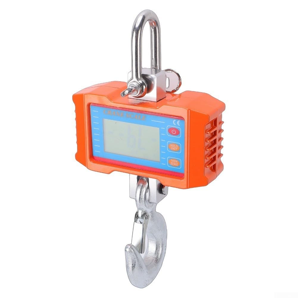 Bilancia elettronica resistente per gru, carico massimo 1000 kg, pesatrice digitale sospesa con schermo retroilluminato, per magazzini, logistica e attività agricole, colore nero
