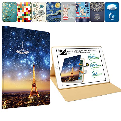 Image of DuraSafe Cases for iPad 2nd 2011 3rd 4th Gen 2012-9.7 [iPad 4 iPad 3 iPad 2 Old Model ] A1458 A1416 A1395 MC705HN /A MD328HN /A Ultra Slim Printed Smart PU Leather Flip Folio Book Cover - Paris Night