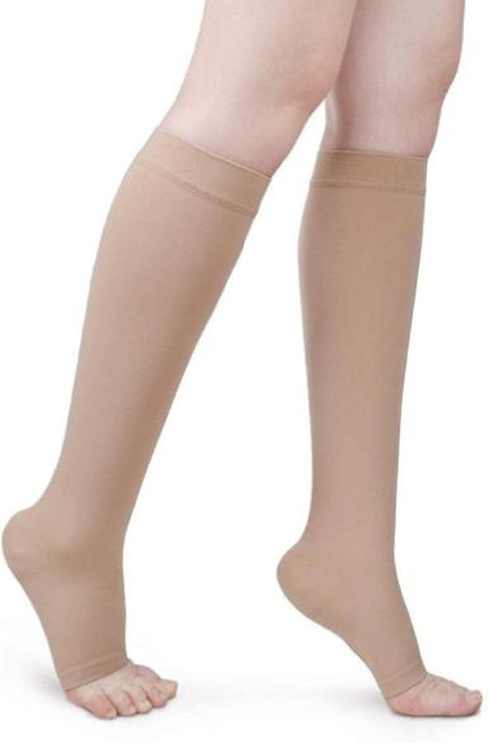 静脈瘤圧縮ストッキング 弾性オープントゥ 膝 高静脈瘤 シェーピング 段階的圧力ストッキング ふくらはぎ圧縮 L-XL ヌード/11