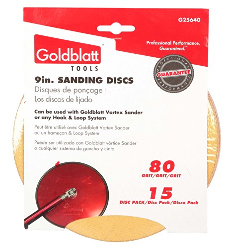 Goldblatt G25640 Vortex 80 Grit 9-Inch Sanding Disk, 15-Pack