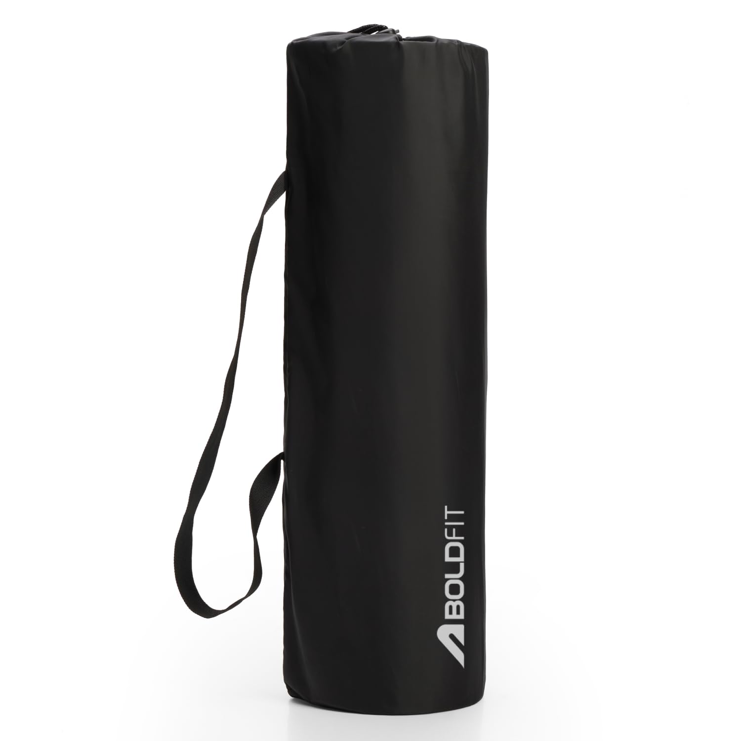 Boldfit Yoga Mat Cover Bag Black Yoga Mat Cover for Carrying Exercise Polyester Bag with Drawstring & Strap Upto 10mm for Women & Men - Black