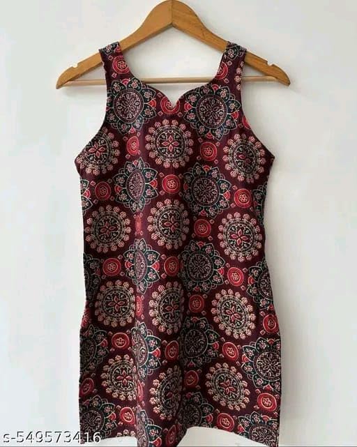 Image of Reyon Sleeveless Short Kurti for Women | Tunic for Jeans Short Kurti | Stylish Straight Ladies Kurta | Ethnic Kurta for Girls | Red