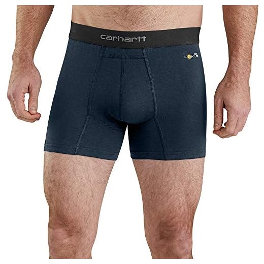 Carhartt mens Base Force Premium Boxer Briefs, Navy Heather, Large US