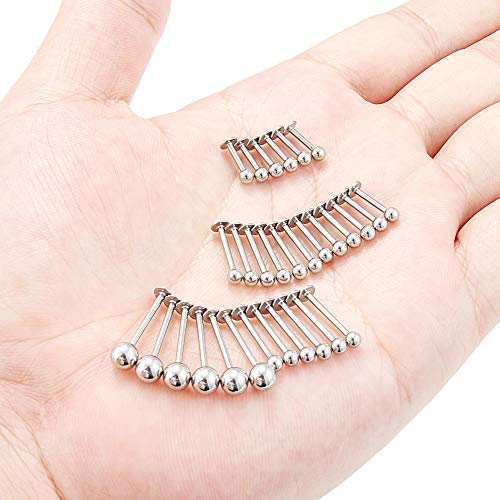 Dyknasz 15-30PCS 16G Surgical Steel Labret Studs Monroe Lip Rings Cartilage Tragus Nail Conch Helix Earring Barbell for Women Men Piercing Jewelry 5 Colors 6-12mm3