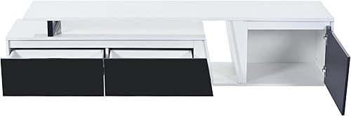 Miniatura 8 de P PURLOVE Moderno soporte de TV para TV de hasta 100 pulgadas, soporte de TV rectangular minimalista extensible con 2 cajones y gabinete, mueble de