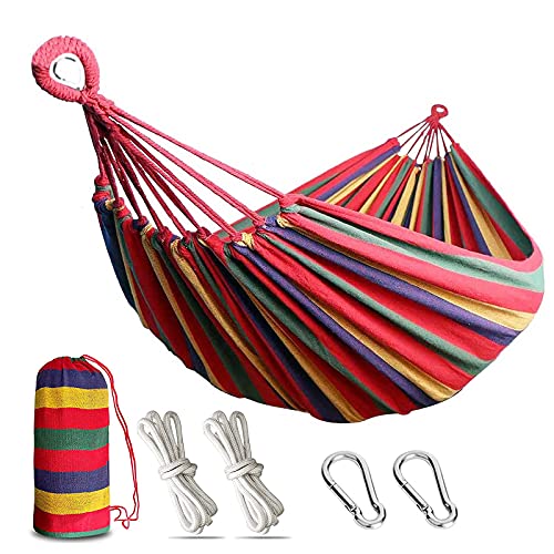 Outdoor Camping Hammock 260 * 150Cm, Cotton Fabric Hammock, Using Thick And Durable Canvas Fabric, Bearing 550 Pounds, Hammock For Travel, Backyard, Beach, Etc. (260 * 150) #TOP19