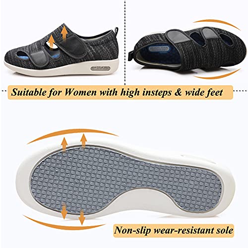 W&LESVAGO Diabetic Shoes for Women, Air Cushion Lightweight Comfy Sandals Walking Shoes for Elderly Swollen Feet Indoor/Outdoor4