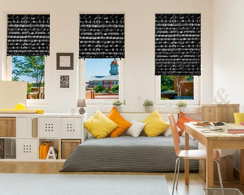 Redi Shade No Tools Original Printed Blackout Pleated Paper Shade, Music, 36 in x 72 in, 4 Pack