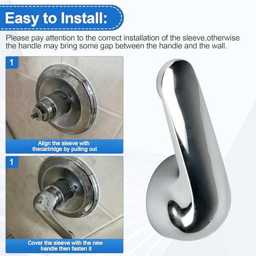 Image of H79 Shower Handle Compatible with Delta Tub & Shower Single Metal Lever Handle, for Delta 1300 /1400 Series Faucet Handle Replacement Chrome, Shower Replacement Parts with Screw & Wrench