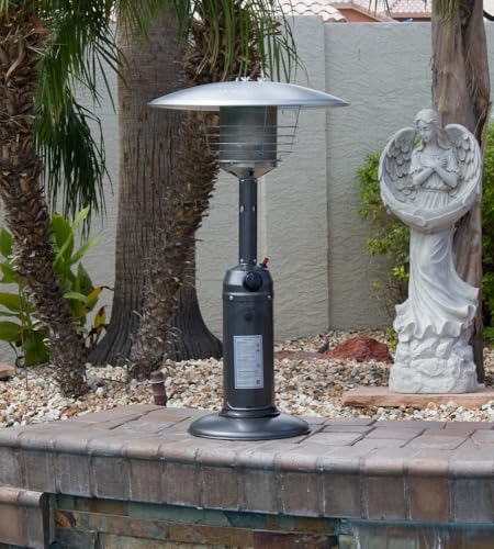 PrimeGlo Portable Tabletop Patio Heater, 11000BTU, Propane Outdoor Heater, Variable Control, Anti-tilt Protection, Flameout Protection, Hammered Silver Finish