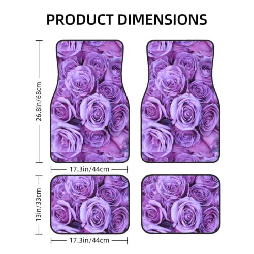 Alfombrillas de coche con rosas moradas juego de 4 piezas antideslizantes de neopreno 2