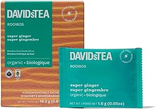 Organic Super Ginger Herbal Tea – Caffeine-Free Tea Bags with Ginger, Green Rooibos & Pink Peppercorn – 12 Count – Spicy & Invigorating Herbal Blend