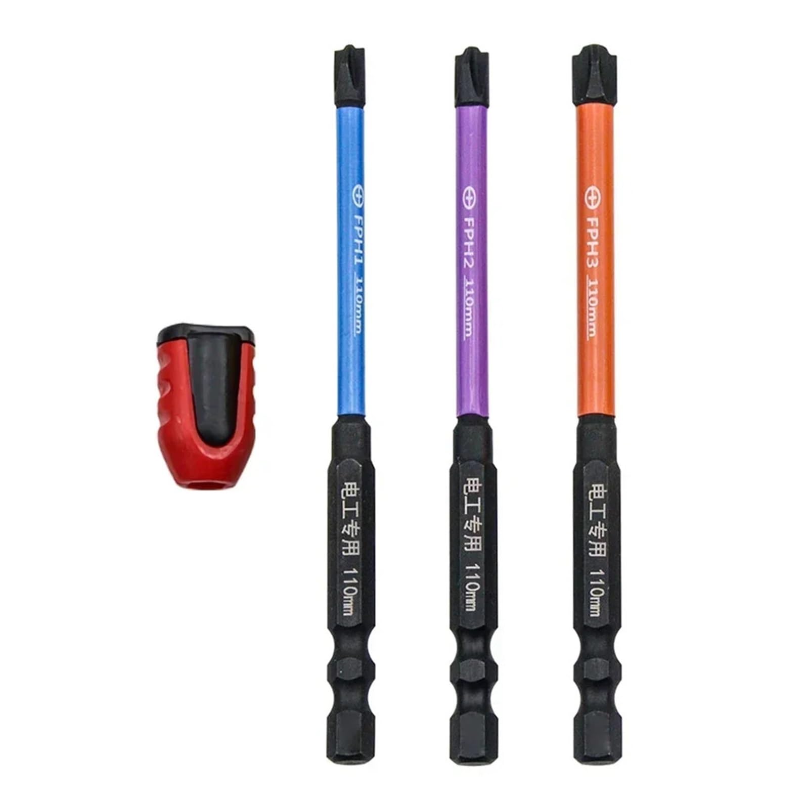Djskldf 110Mm Fph Screwdriver Bits 4Pcs Set 60/110Mm Magnetic Special Slotted Cross Pz Screwdriver Bits Fpz1/Fpz2/Fpz3 For Circuit Breakers Electrician Power Tools(110Mm Fph)