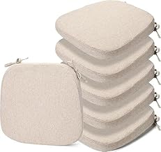 WaiStrong Square Chair Cushions Set of 1 for Dining Chairs | PU Foam Pads with Ties | Rocking Chair Foam Cushions | Large Chairpad for Sitting | Pooja Stool | Indoor & Outdoor | Off White