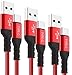 Short USB C Cable,3-Pack(1ft+2x3ft) USB Type C Charger Nylon Braided Fast Charging Cord Compatible Samsung Galaxy S10+ S9 S8 Plus,Note 9 8,LG G5 G6 G7 V35,Google Pixel,Moto Z2 Z3,Power Bank(Red)