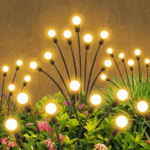 Lampe solaire de jardin 16 LED étanche blanc chaud en lot de 2 pour baliser une allée