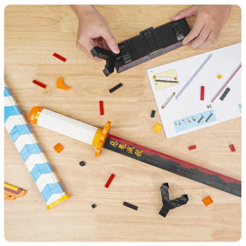 Image of TOY PLAYER Demon Sword Toy Building Set, Rengoku Kyoujurou Sword with Scabbard and Stand, Katana Building Set, Gift for Anime Fans (792 Pcs)