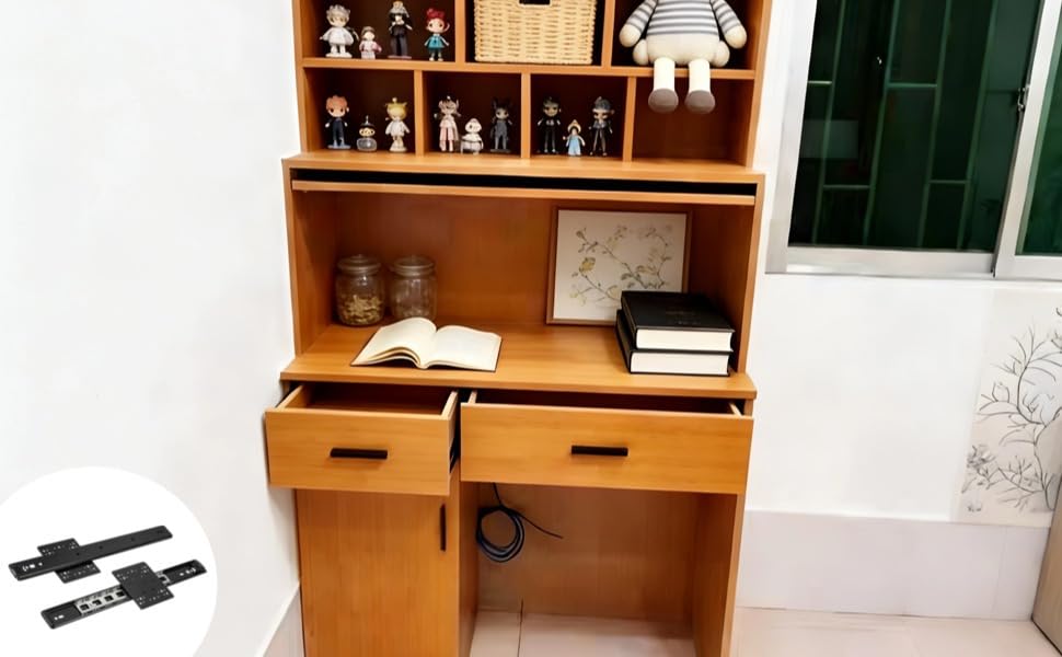 Juego de herrajes para puerta de 2 bolsillos de 19.7 pulgadas, deslizamiento oculto giratorio para puerta, riel plegable insertado para gabinete, rieles de puerta corredera para gabinete de TV miniatura 6