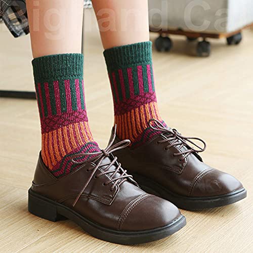 Image of IIG 5 Pairs Women's Vintage Style Thick Wool Warm Winter Crew Socks