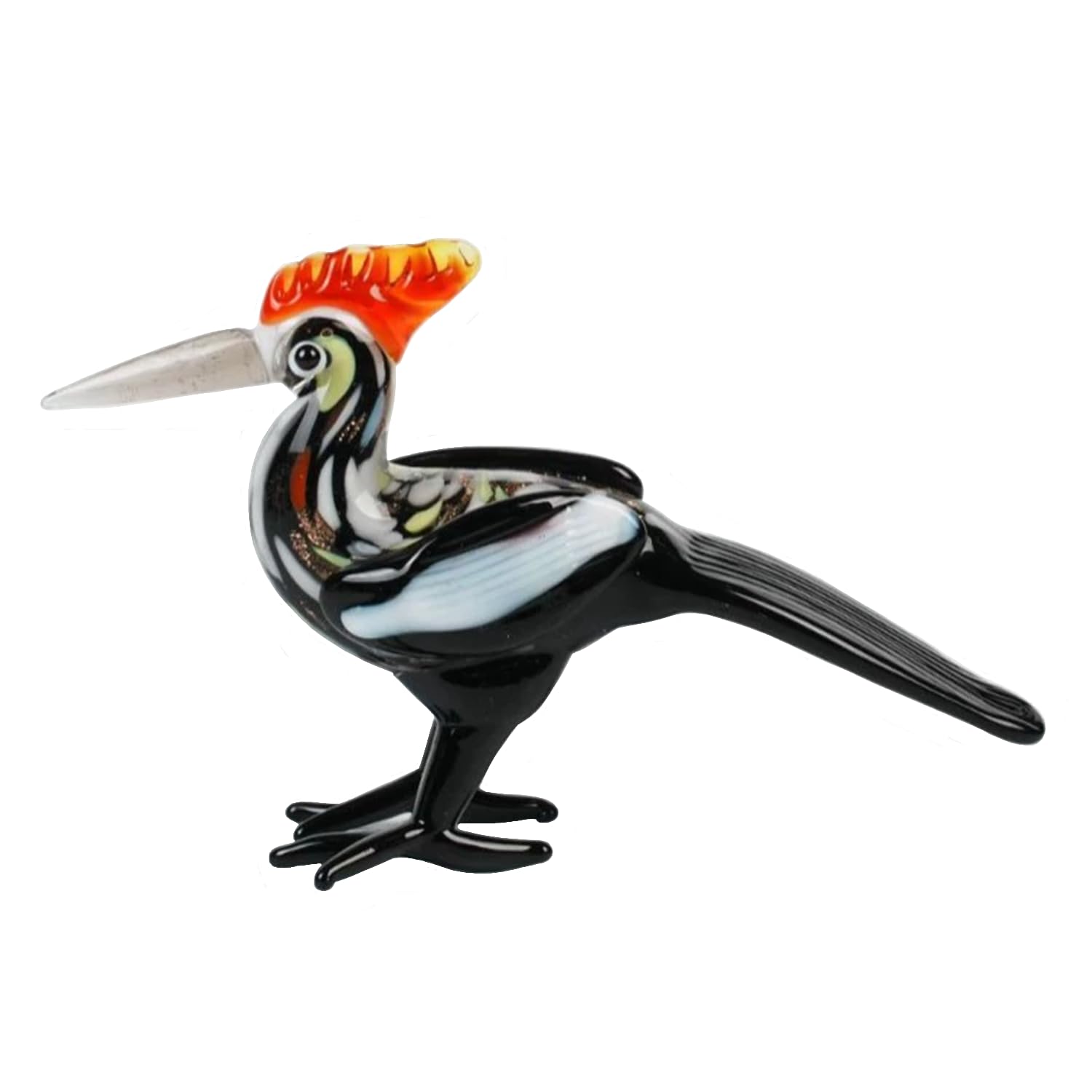 ZDHC Bird Figurine Art Hand Blown Glass Animal Sculpture Collectible Desktop Crystal Ornaments for Centerpiece Home Office Display Decor Craft (Style D)